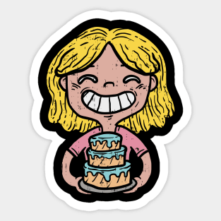 Cute laughing Cupcake Baking Girl - Funny Cake Dealer Gift Sticker